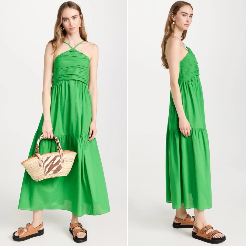 Vibrant Green Halter Maxi Dress